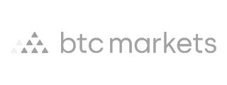 BTCMarkets logo: stylized triangles and "btc markets" text