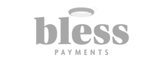 Bless Payments logo: "bless" in bold black text, with a small gray halo above.