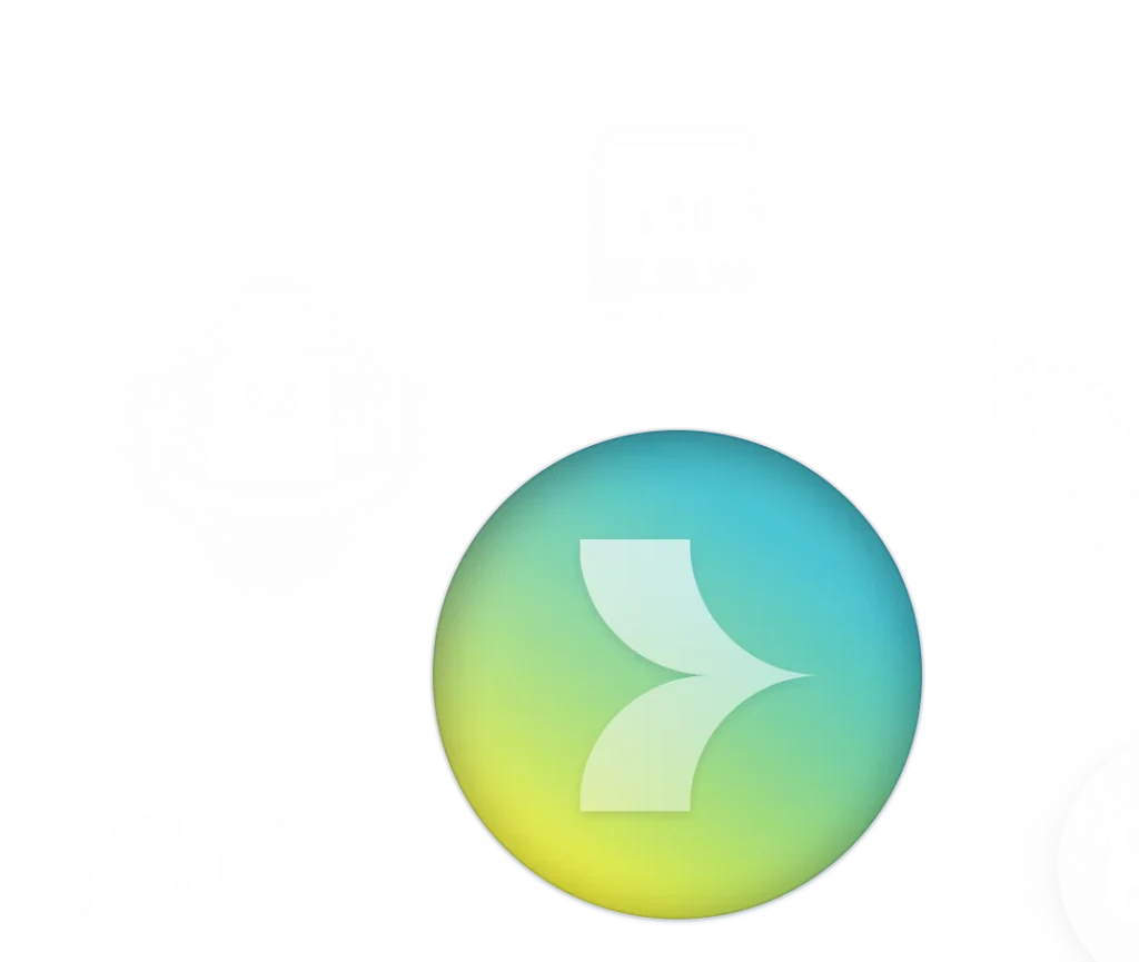 Diagram showing interconnected marketing apps and a prominent forward arrow, symbolizing growth.