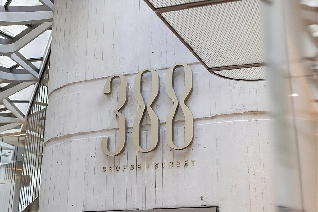388 George Street building number on white wall - AML House 388 George Street building number on white wall